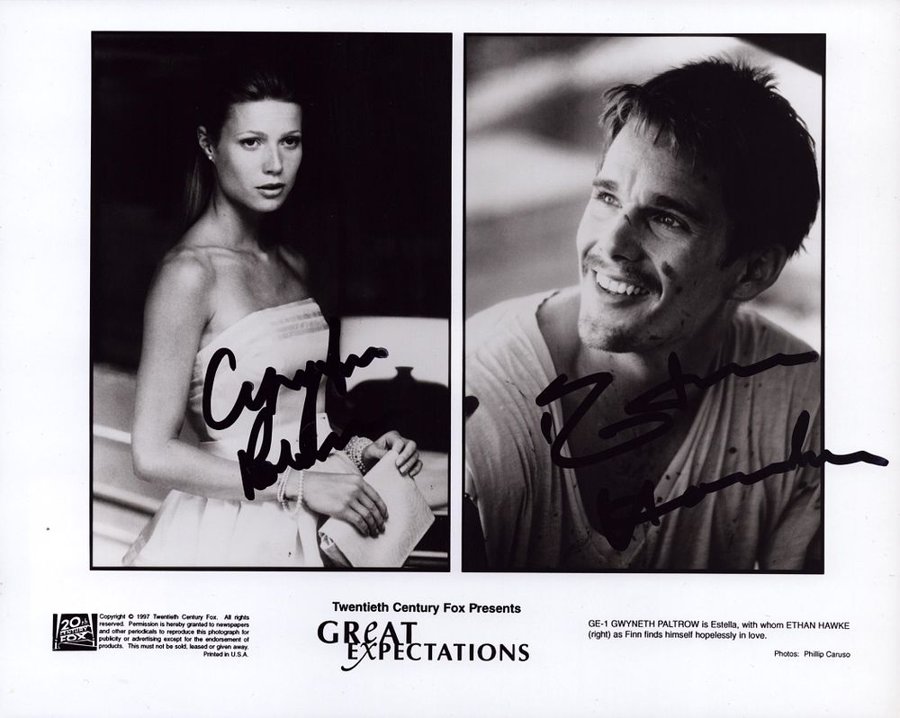 Lot 198: Gwyneth Paltrow and Ethan Hawke signed 10x8 inch...