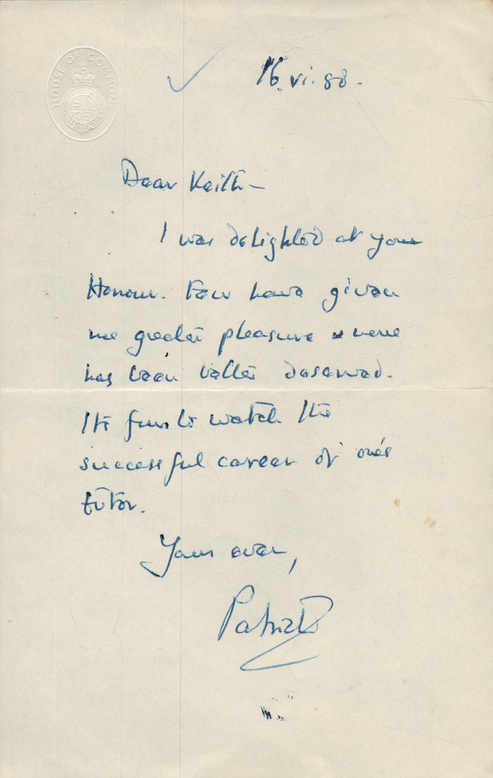 Lot 214: British Politician Sir Patrick Duffy Signed ALS Dated...