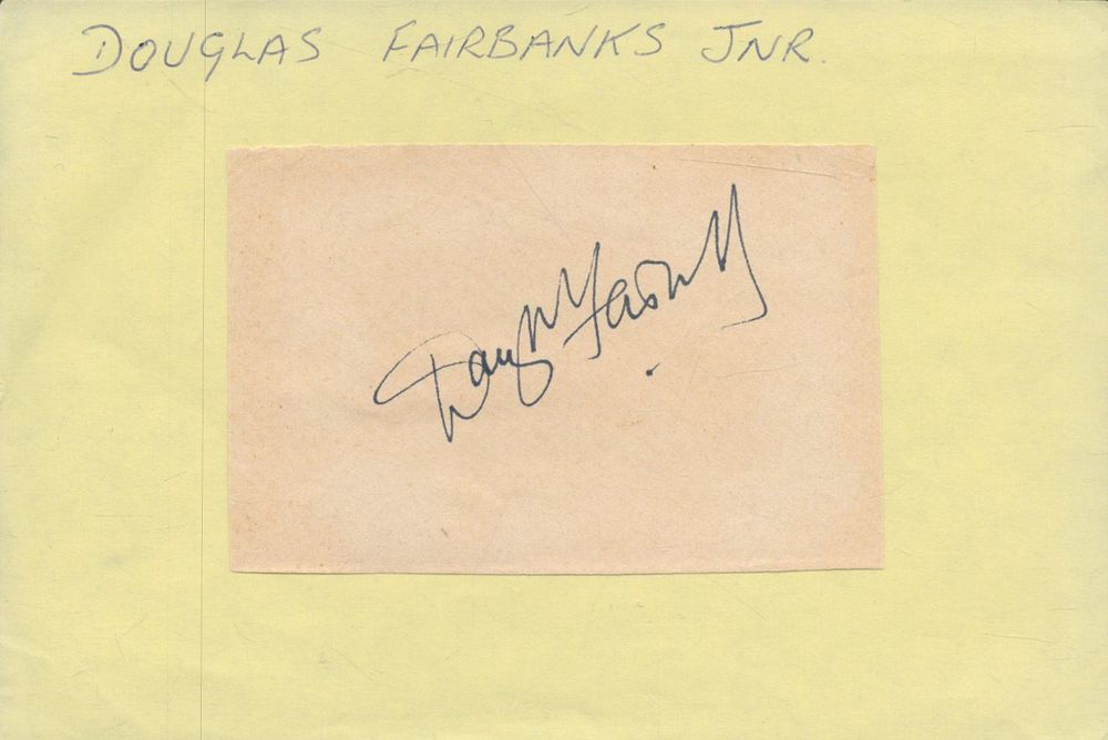 Lot 360: Douglas Fairbanks Jnr signed 6x4 inch album page....