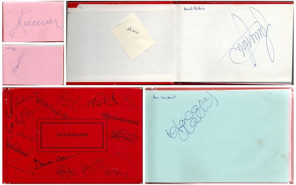 Lot 366: Red Autograph Book with 14 Signatures in total...