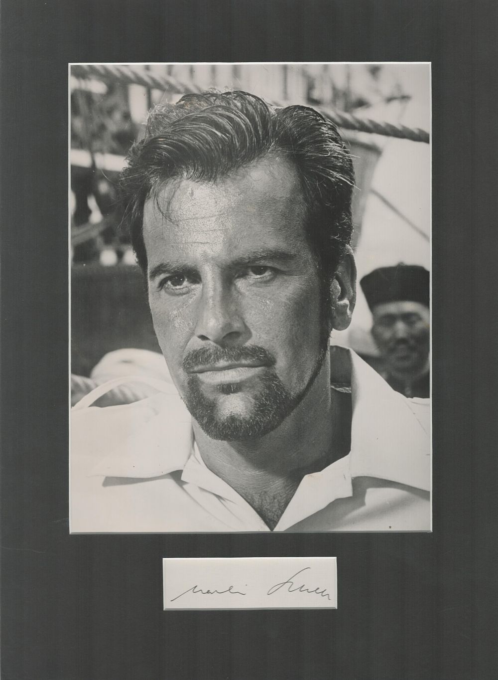 Lot 370: Maximillian Schell signature piece mounted below b w...