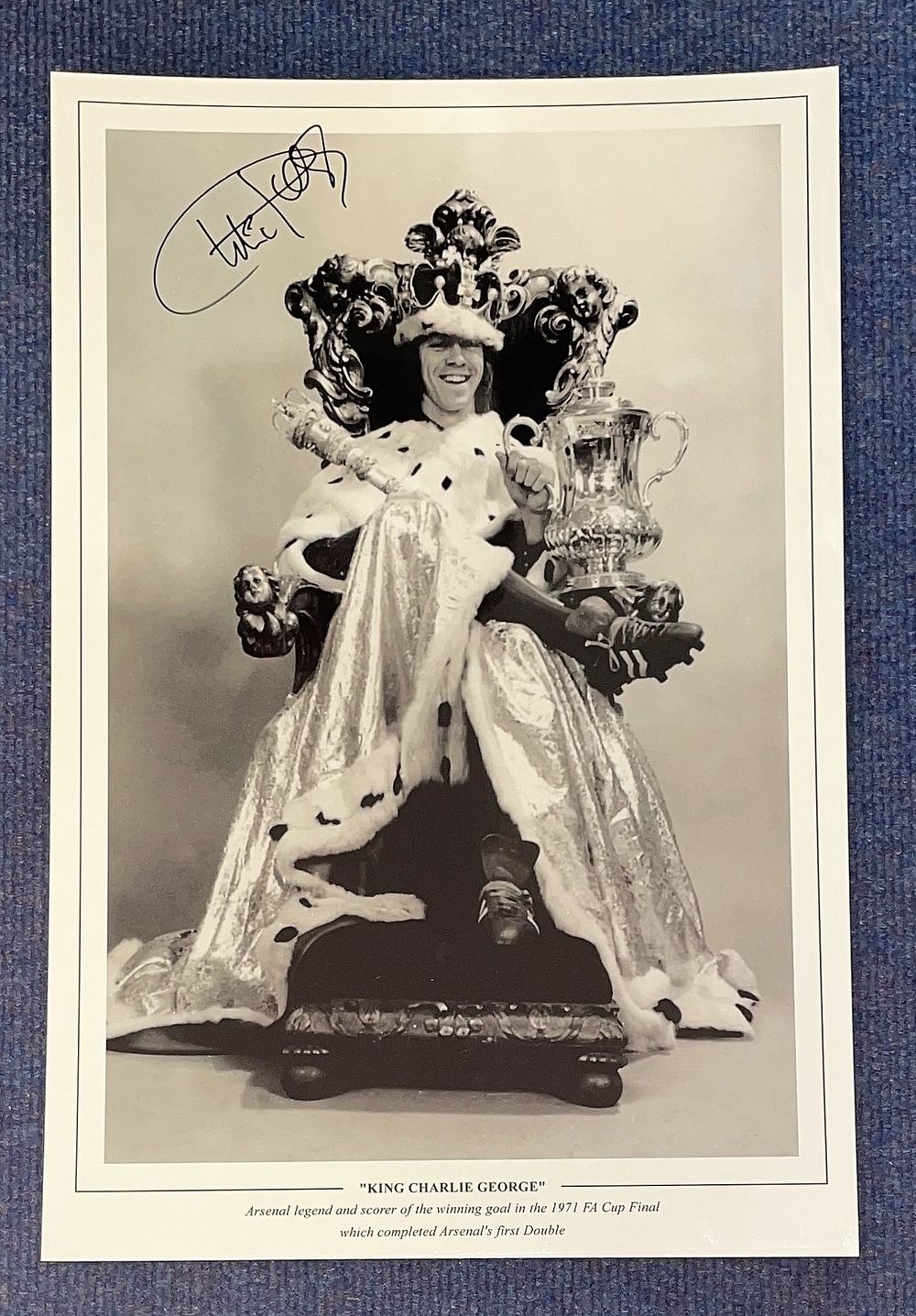 Lot 383: Football. Charlie George Signed 18x12 black and white...