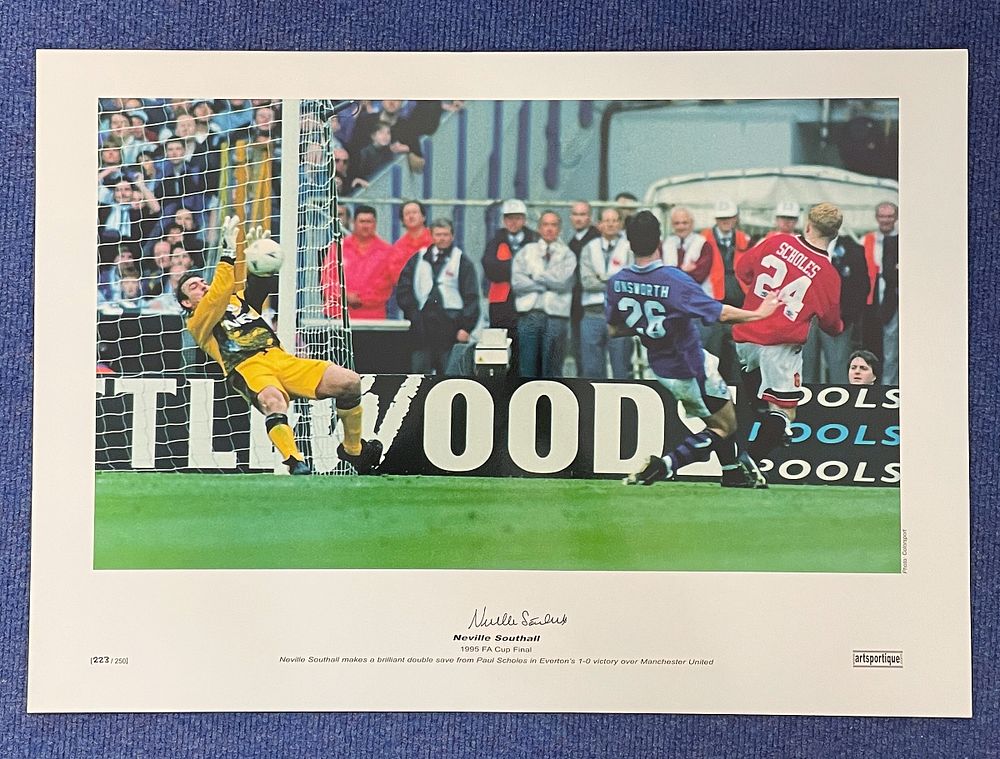 Lot 388: Neville Southall signed 22x16 colour 1995 FA Cup...