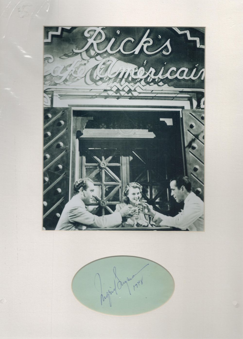 Lot 389: Ingrid Bergman 16x12 inch overall mounted signature piece...