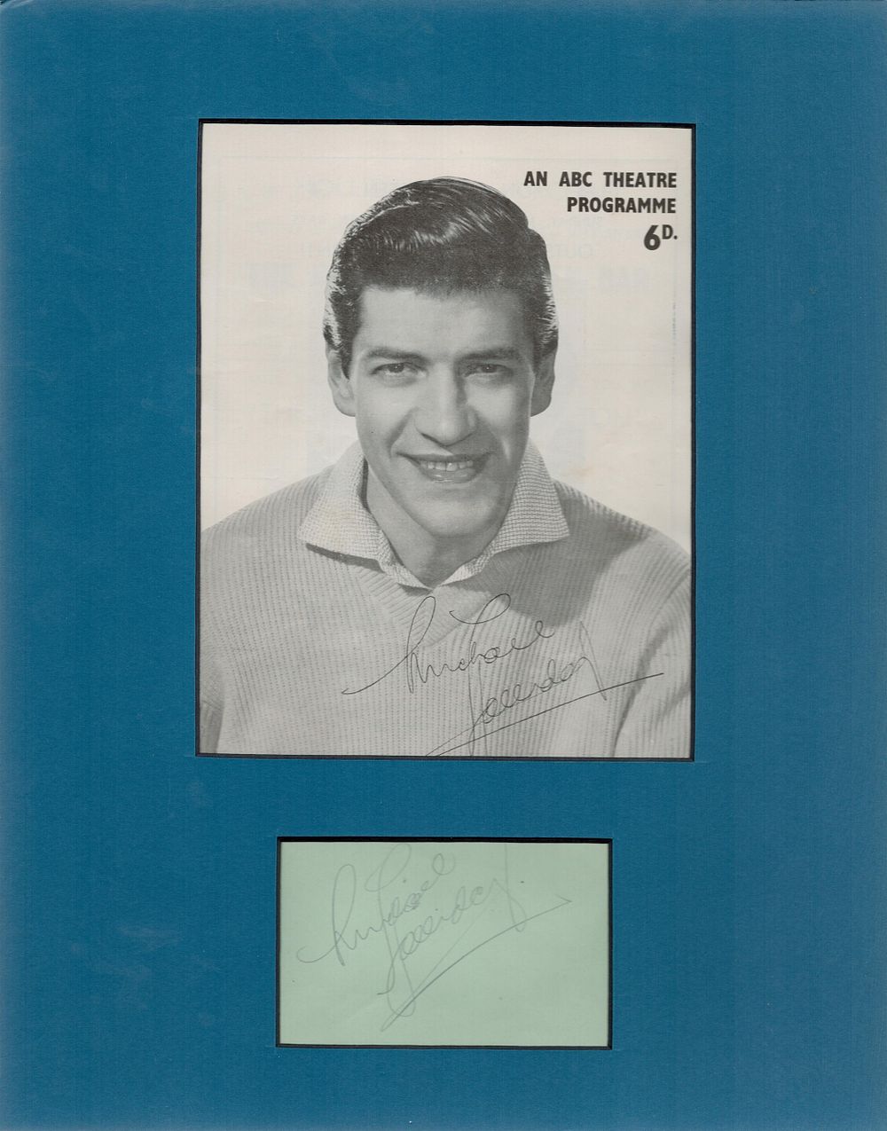Lot 410: Mounted Signature of Michael Holliday with black and...