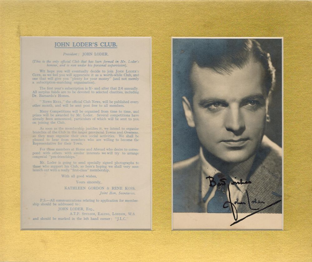 Lot 413: Mounted Signature of John Loder with black and...