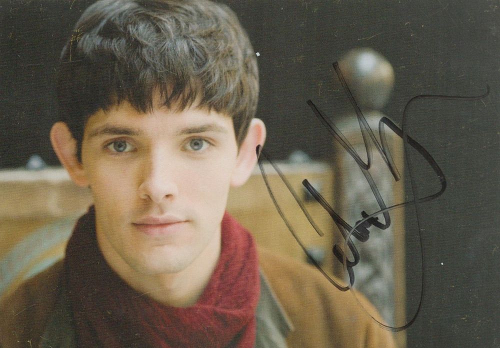 Lot 423: Colin Morgan signed 6x4 photo card. Good Condition....