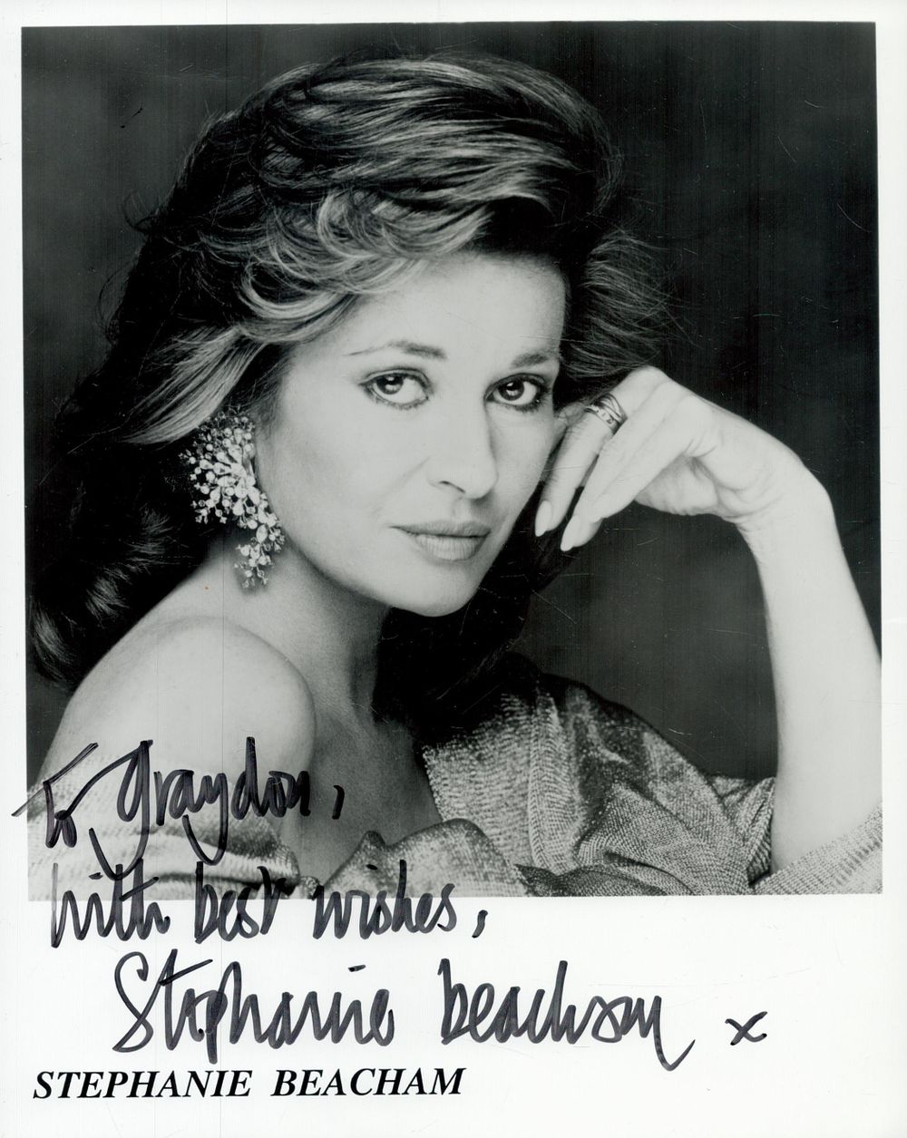 Lot 449: Stephanie Beecham signed 10x8 inch black and white...