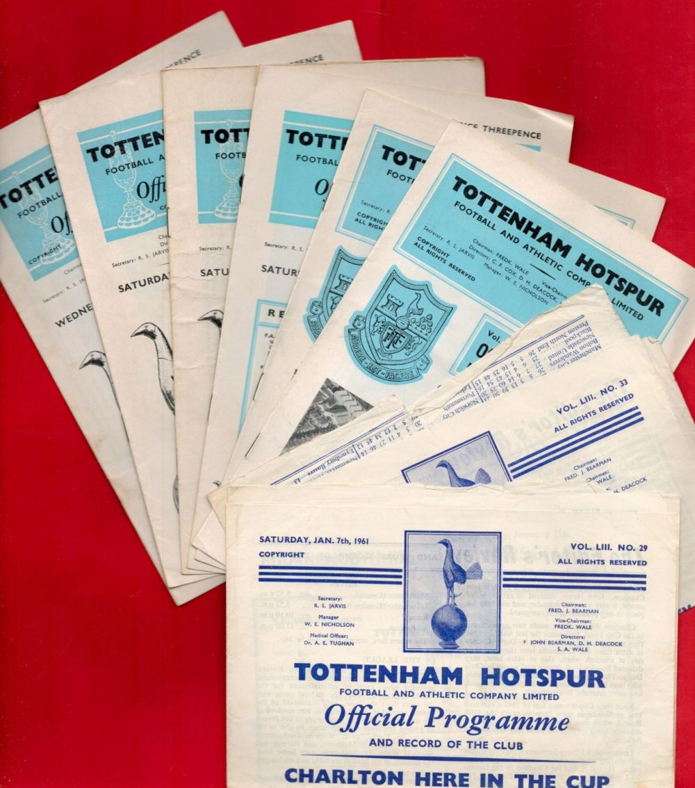 Lot 311: 8 x Tottenham Hotspur Vintage Official Football Programmes...
