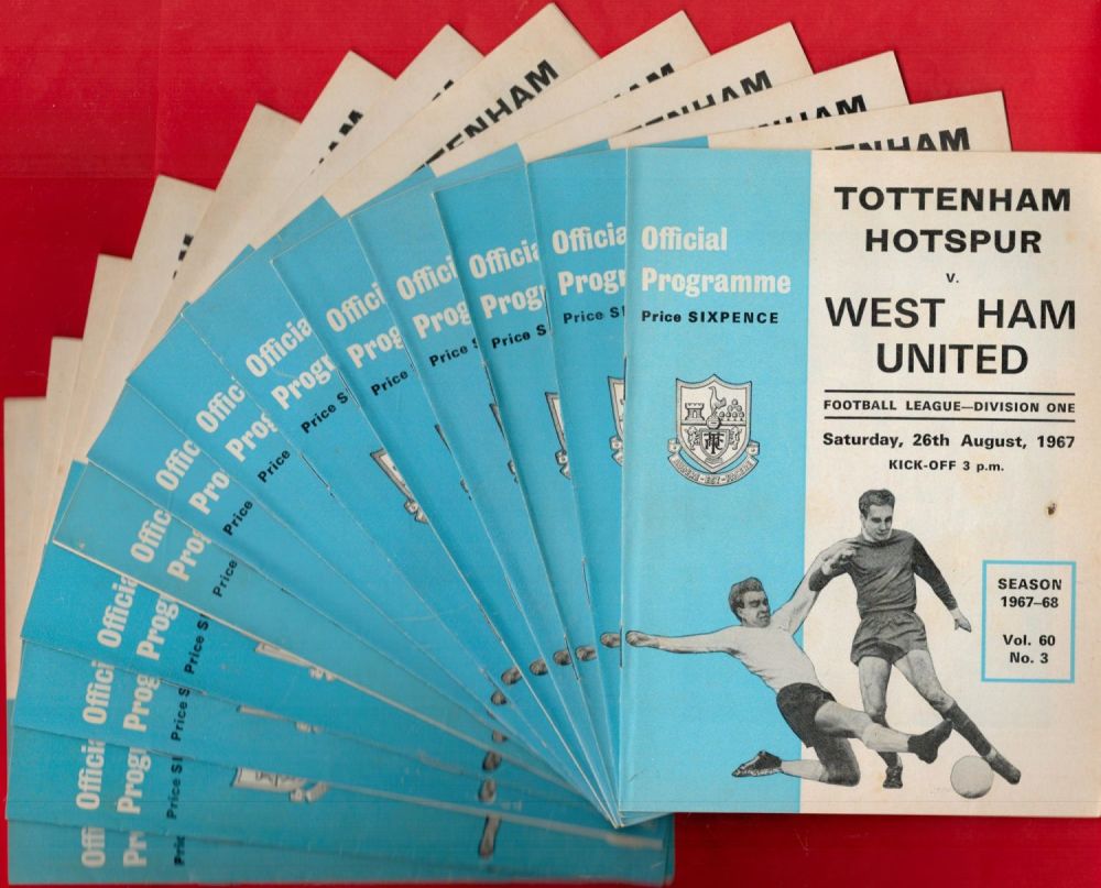 Lot 318: 13 x Tottenham Hotspur Vintage Official Football Programmes...