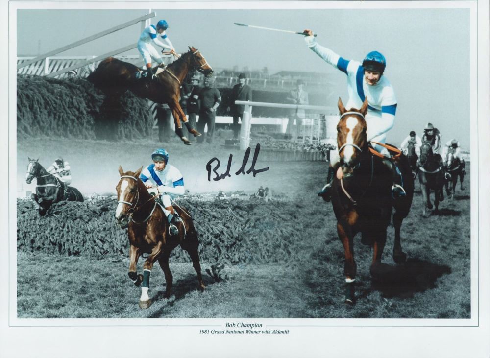Lot 336: Horse Racing Bob Champion signed 16x12 colour montage...