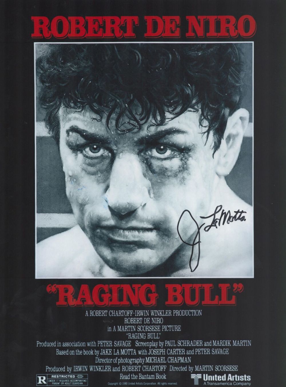 Lot 339: Boxing Jake LaMotta signed 16x12 Raging Bull promo...