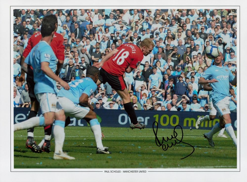 Lot 350: Football Paul Scholes signed 16x12 colour print pictured...