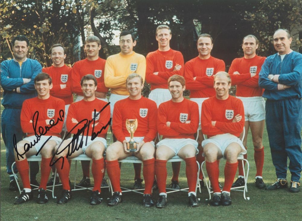 Lot 355: Football, Martin Peters and Geoff Hurst signed 16x12...