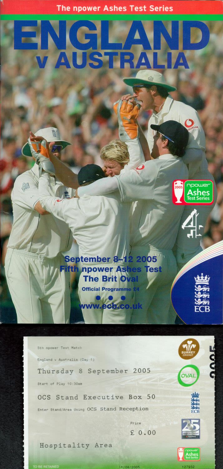 Lot 359: Cricket England V Australia Ashes 2005 5th Npower...