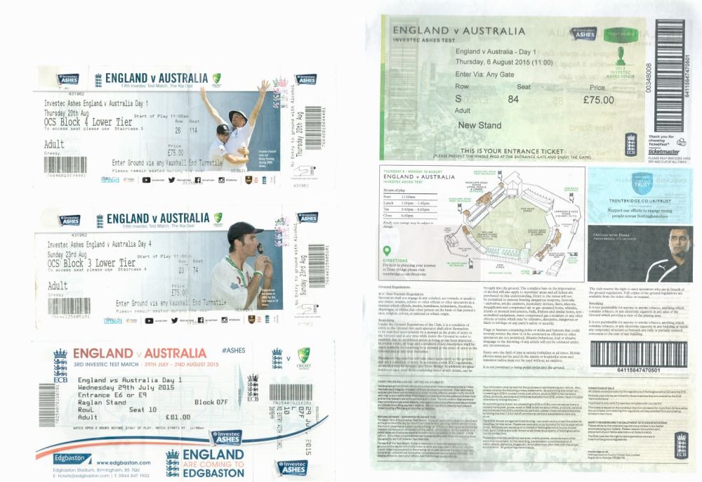 Lot 360: Cricket England V Australia 2015 Ashes Collection of...