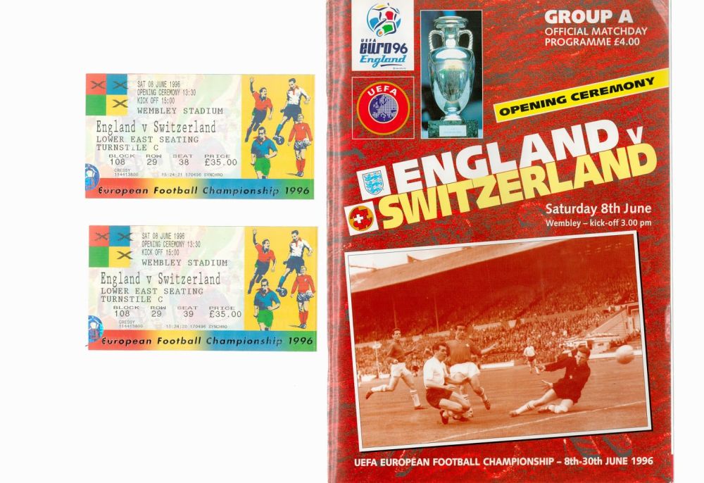 Lot 364: Football England V Switzerland Euro 96 Opening Ceremony...
