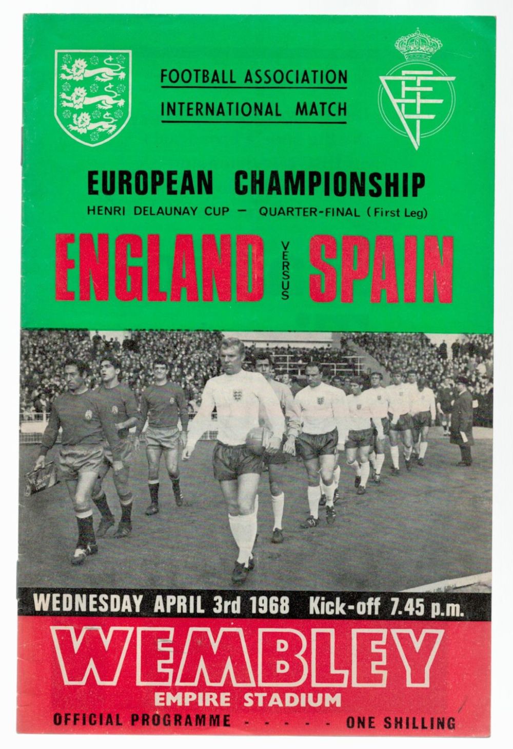 Lot 369: Vintage England V Spain Wednesday 3rd April 1968...