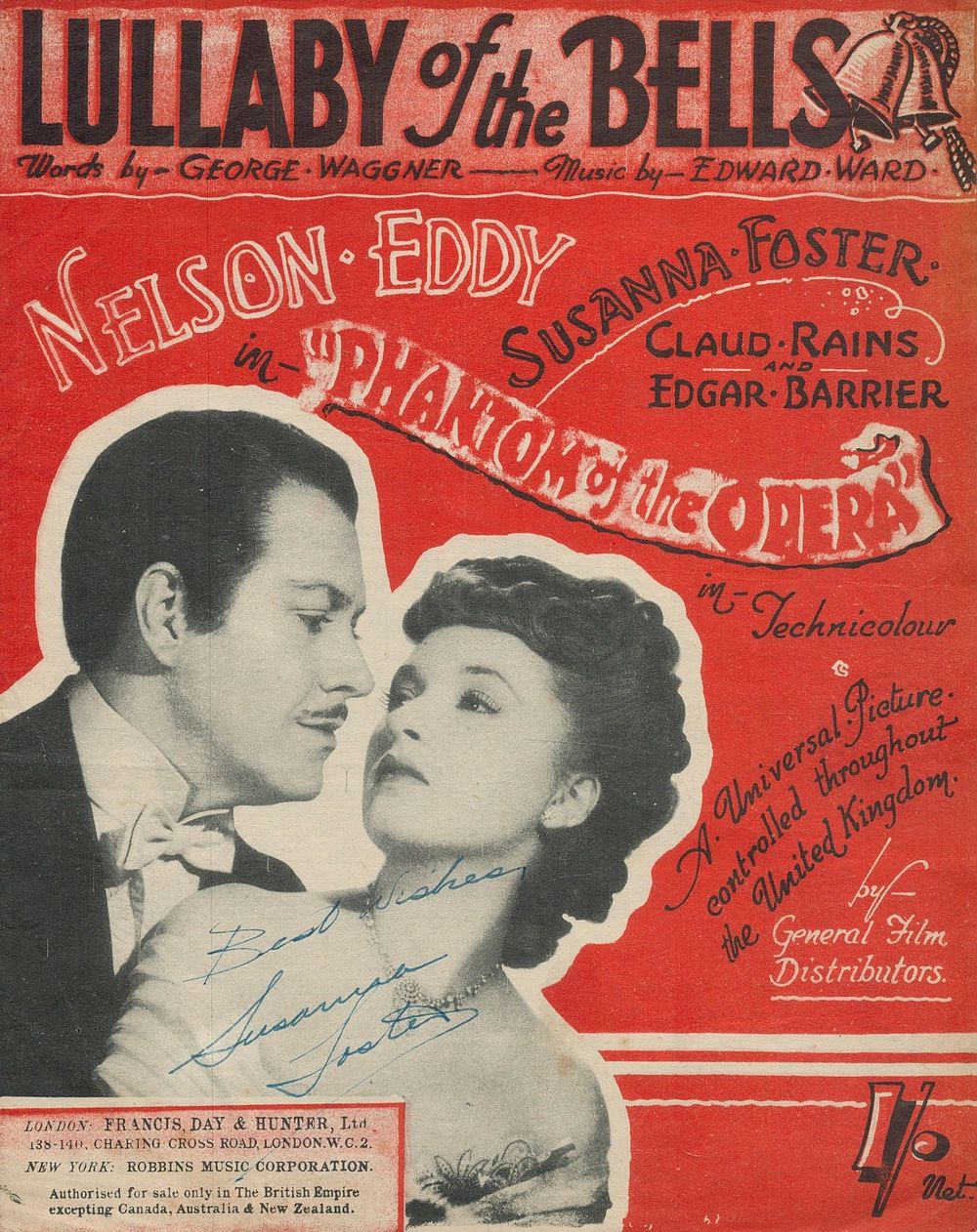 Lot 161: Susanna Foster, actress and singer, A signed music...