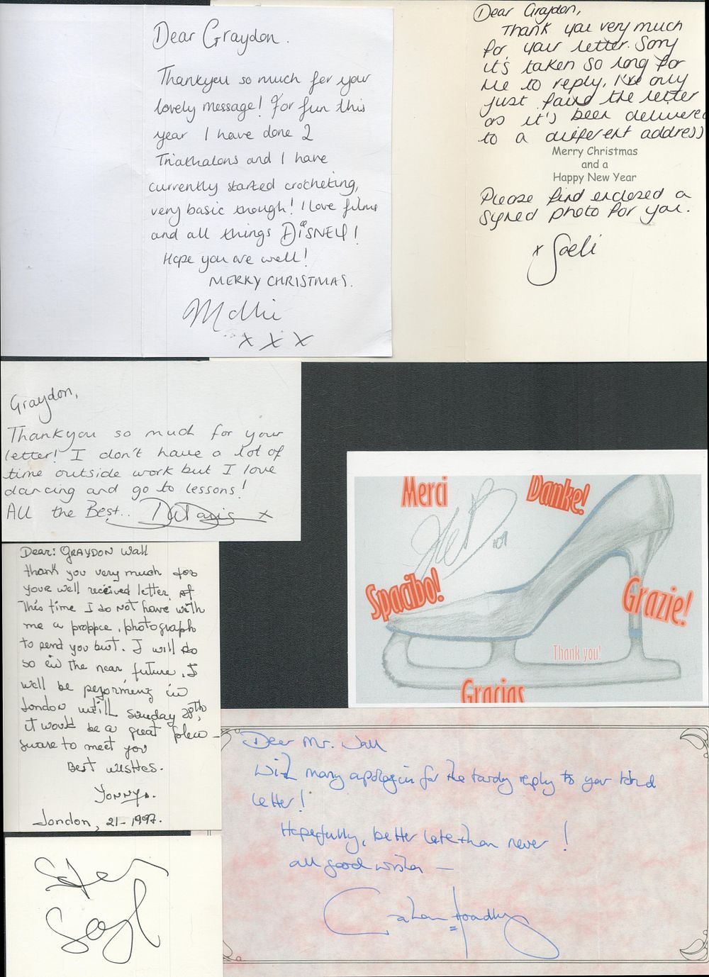 Lot 172: Entertainment collection of approx 15 signed cards/compliment cards...