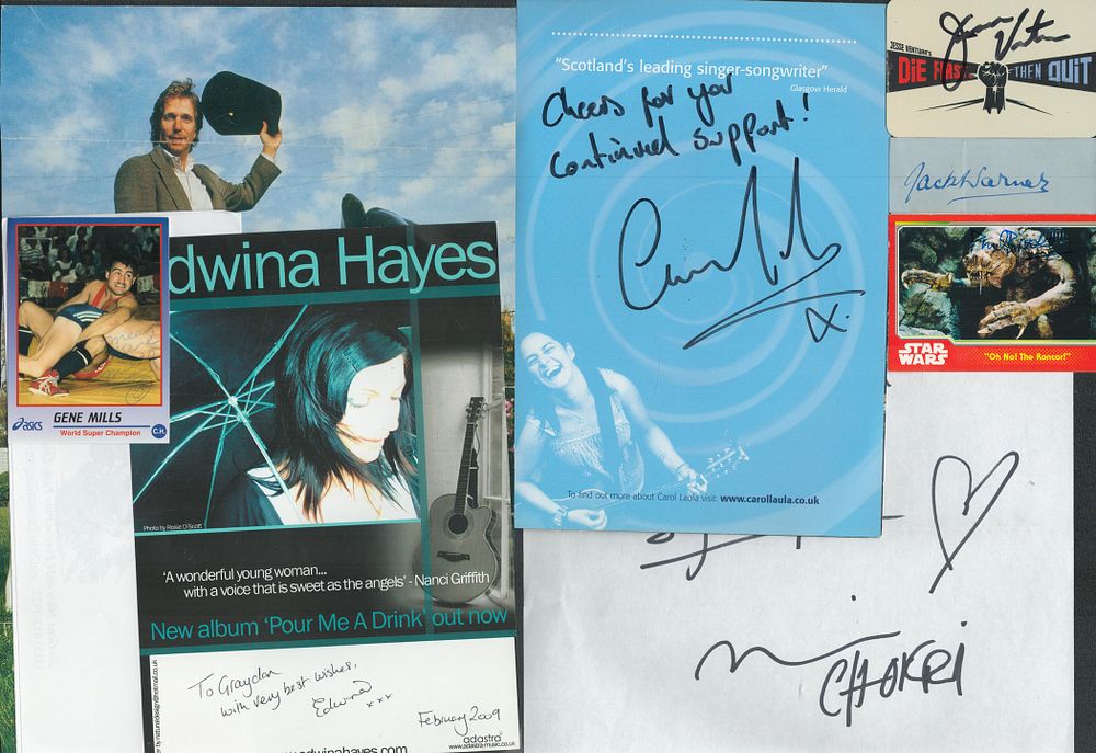 Lot 175: Entertainment collection of approx 30 signed photos, magazine...
