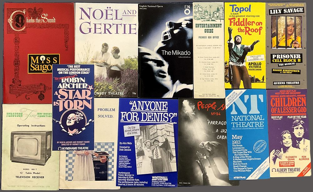 Lot 185: Entertainment Vintage programme/Flyer collection includes 1983 Topol Fiddler...