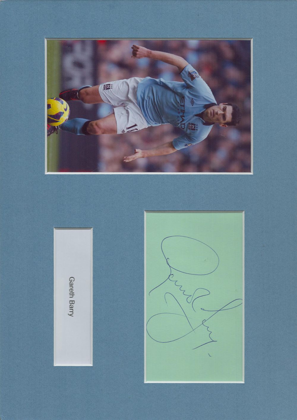Lot 196: Gareth Barry framed signature piece with colour photo,...