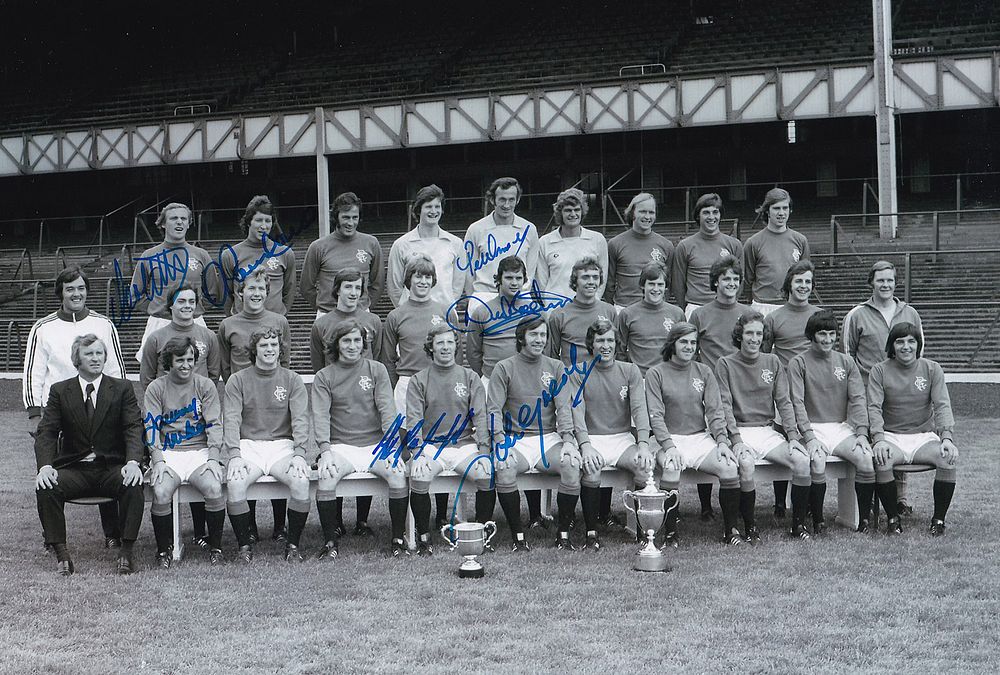 Lot 266: Autographed RANGERS 12 x 8 photo : B/W,...