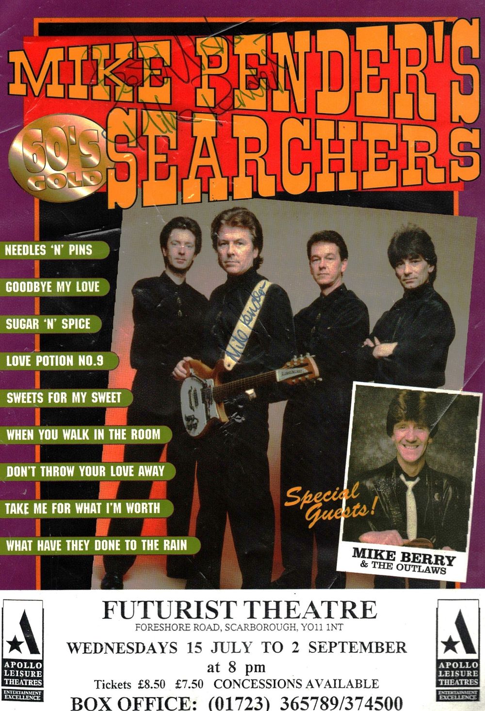 Lot 310: Mike Pender signed flyer for Mike Pender's searchers...