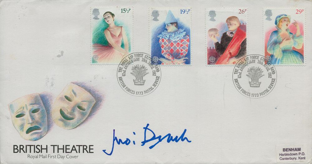 Lot 540: Judi Dench signed British Theatre FDC. Good condition....