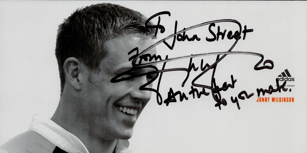 Lot 549: Jonny Wilkinson signed 8x4inch promo photo. Good condition....