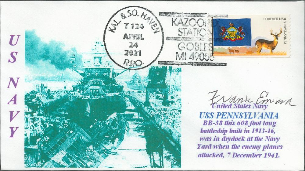 Lot 631: Frank Emond Pearl Harbor survivor signed FDC. Good...