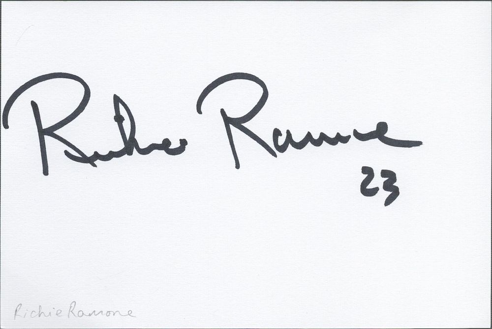 Lot 642: Richie Ramone drummer signed 6x4inch white card. Good...