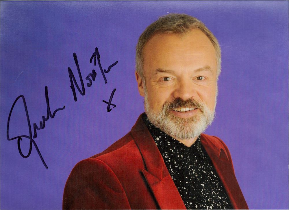 Lot 645: Graham Norton signed 7x5inch colour photo. Good condition....