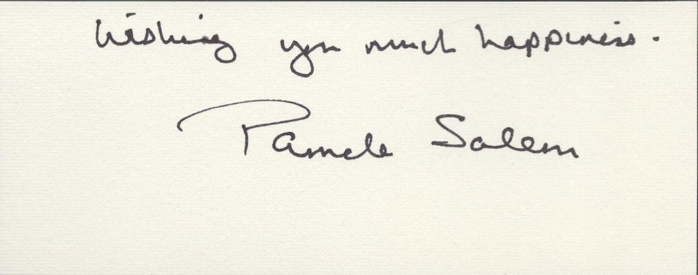 Lot 648: Pamela Salem clipped signature piece. Good condition. All...