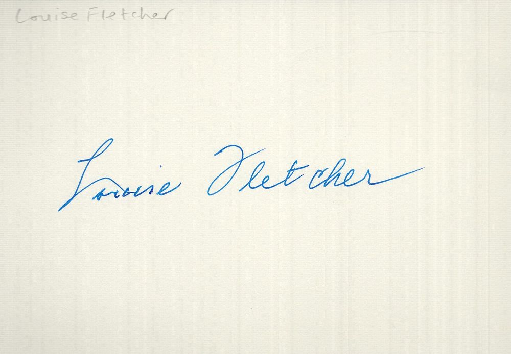 Lot 650: Louise Fletcher signed 6x4inch white card. Good condition....