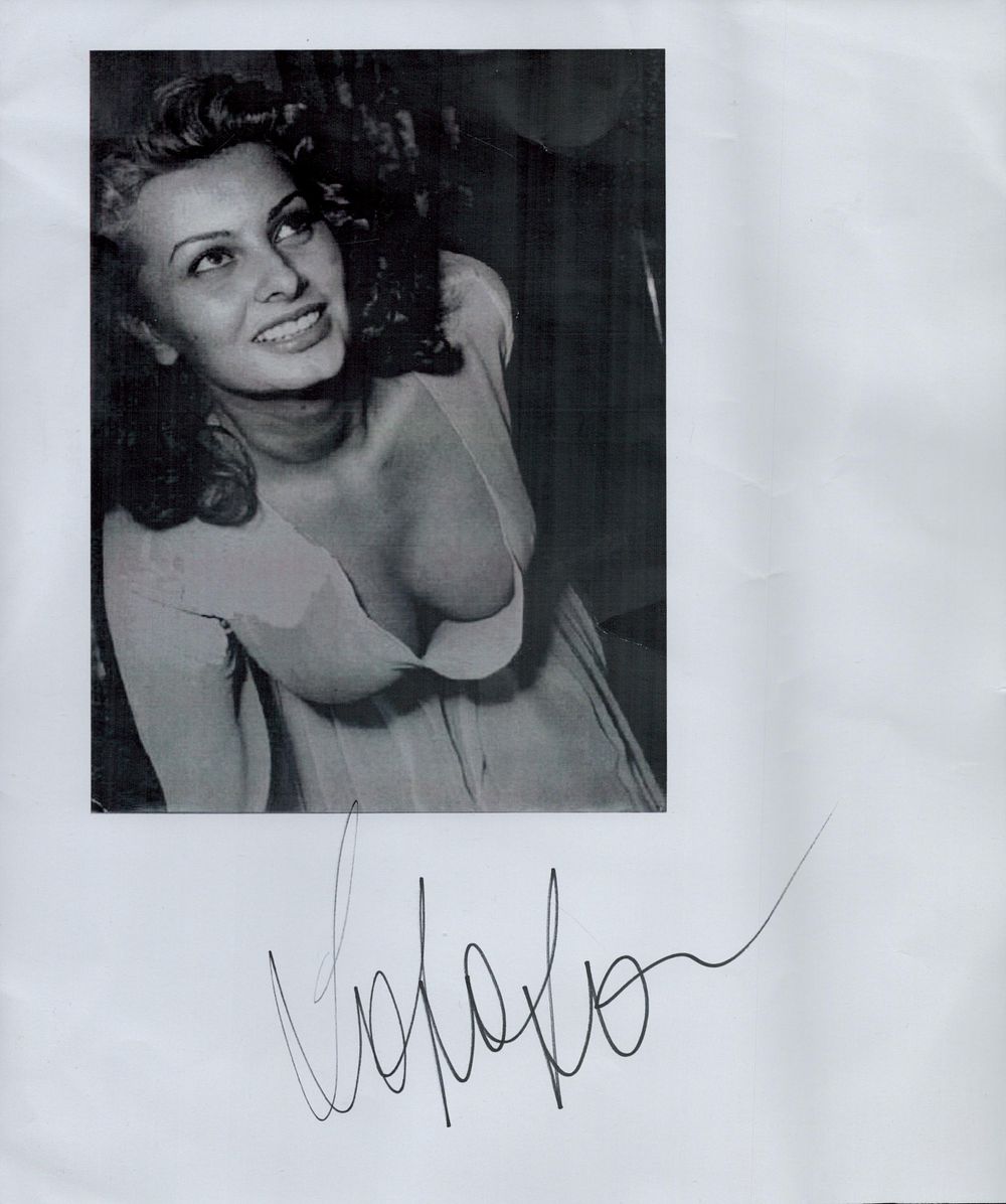 Lot 677: Sophia Loren signed 10x8inch black and white photo,...