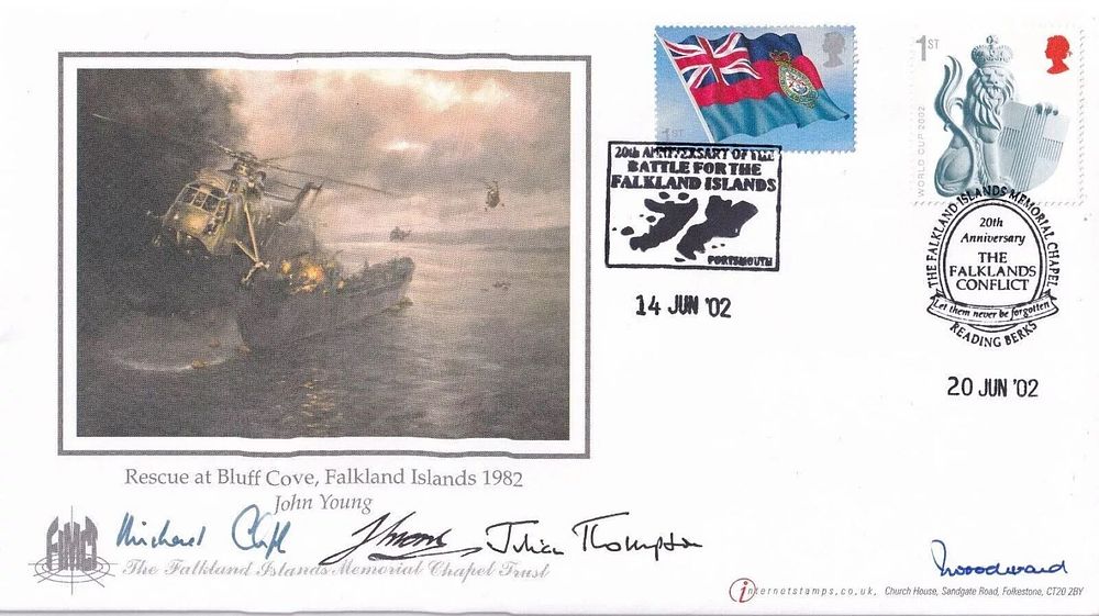 Lot 154: Falkands War 4 senior commanders signed Internetstamps Bluff...