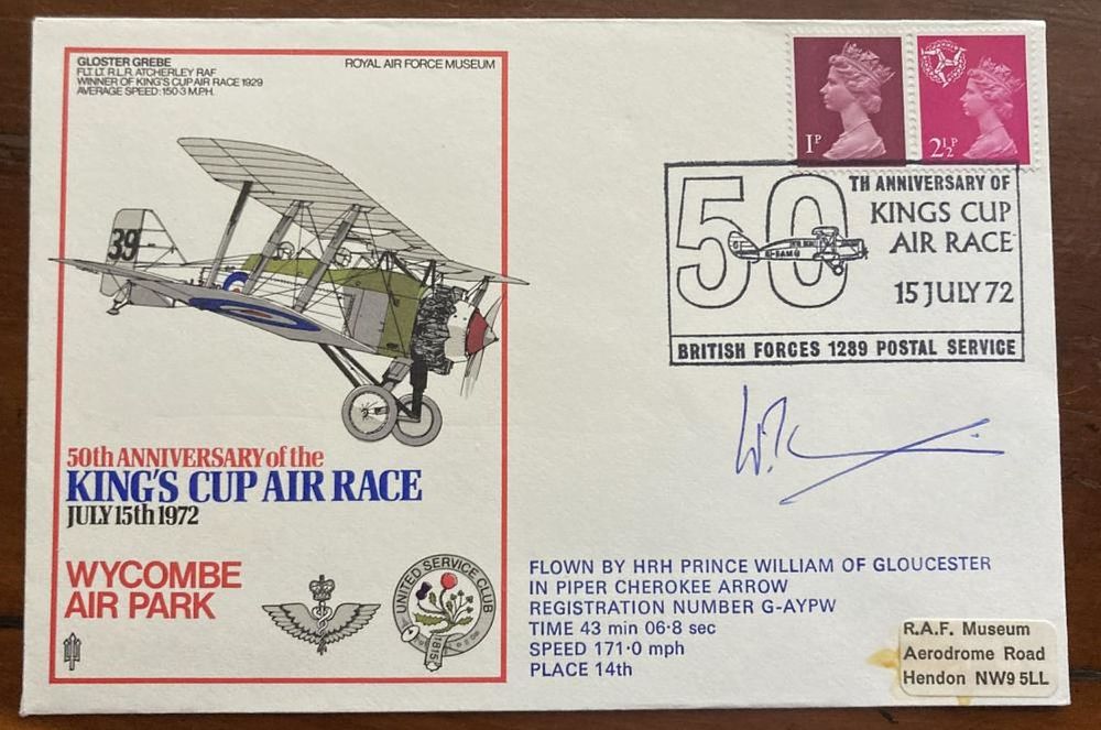 Lot 179: Rare Prince William of Gloucester signed Kings Cup...