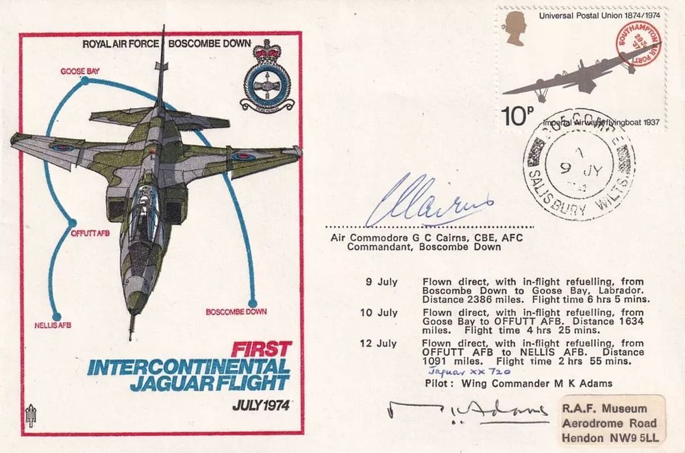 Lot 191: Rare C30 1st Intercontinental Jaguar flight Cover Signed...