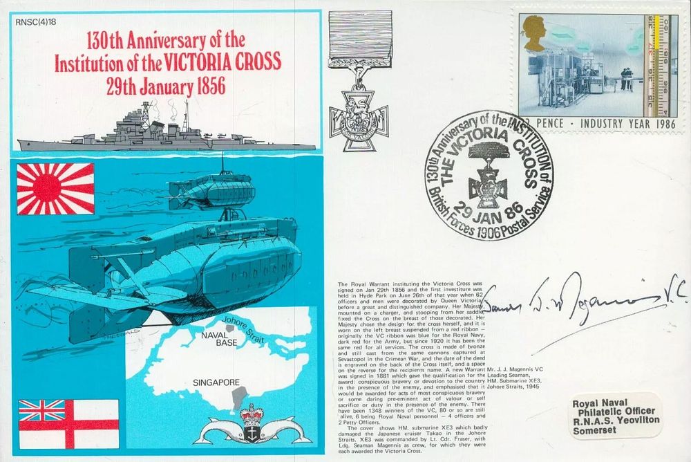 Lot 195: James J Magennis VC. Victoria Cross Signed rare...