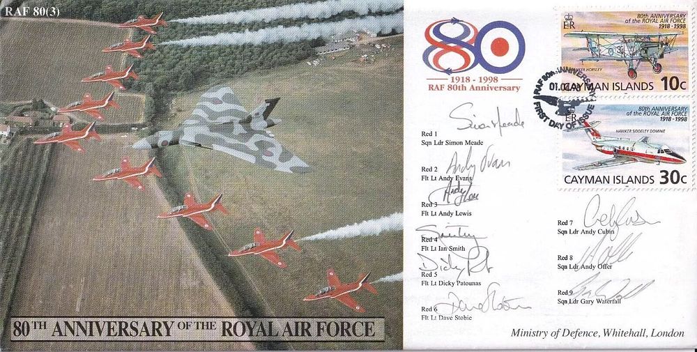Lot 198: Red Arrows rare 1998 team signed cover, 80th...