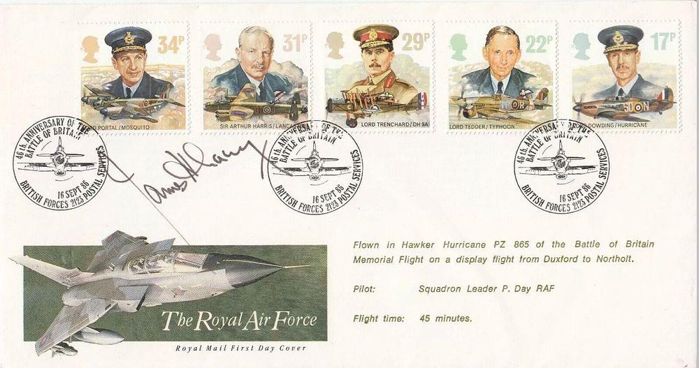 Lot 199: Top Battle of Britain ace James Lacey signed...