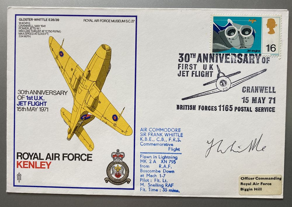 Lot 207: Jet Engine pioneer Sir Frank Whittle signed 1971...