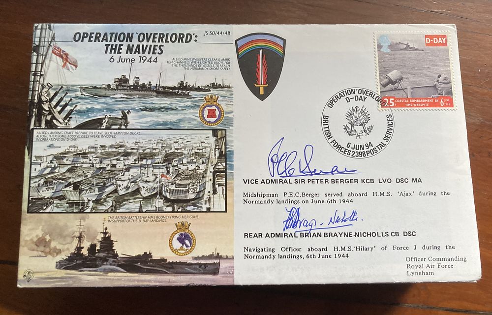 Lot 214: WW2 D Day veterans Admiral Sir Peter Berger...