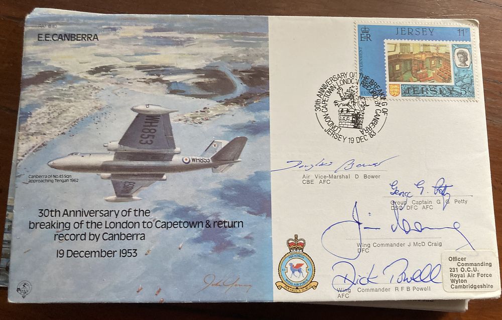 Lot 223: WW2 Multiple signed E E Canberra bomber cover....