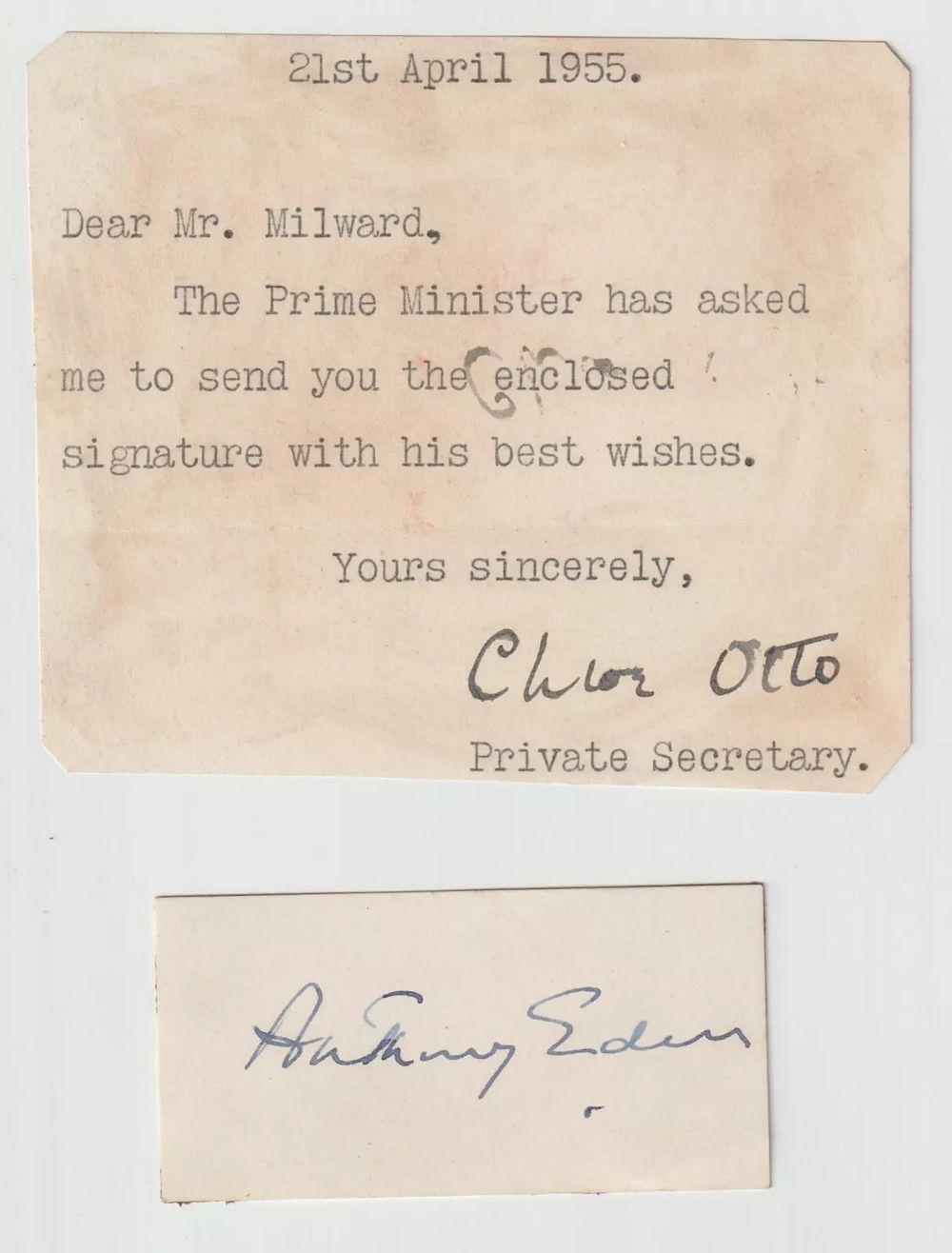 Lot 259: The signature of Anthony Eden, Conservative Prime Minister...
