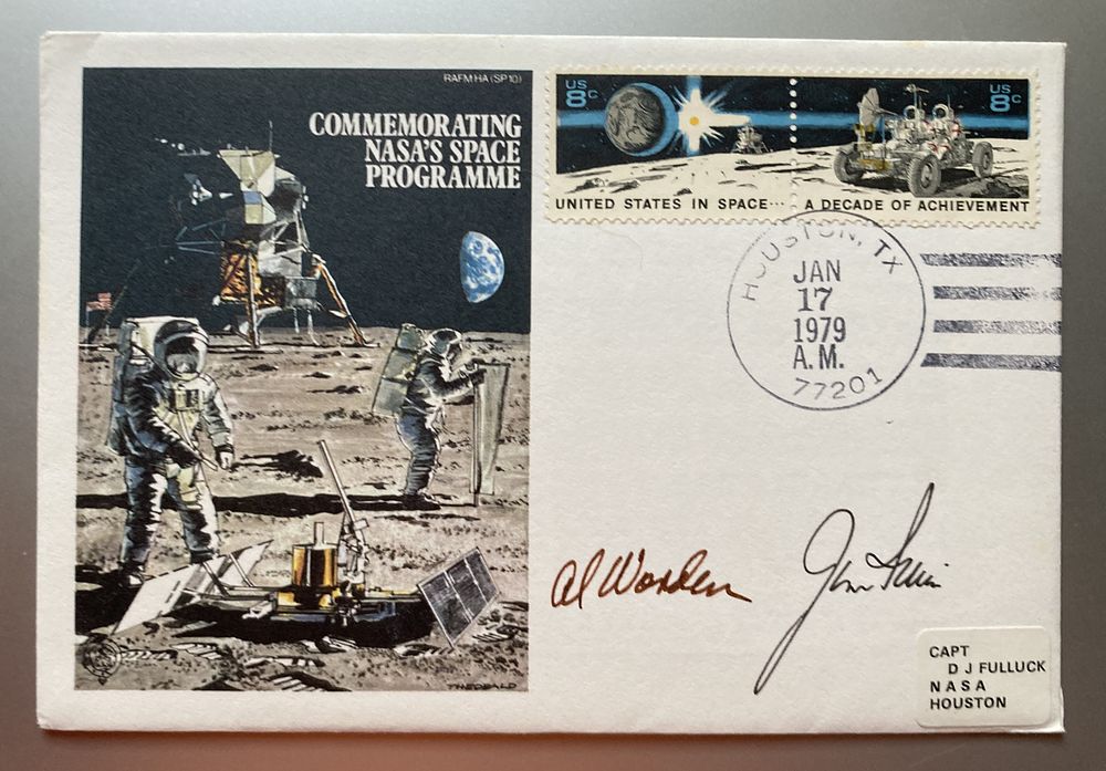 Lot 284: Apollo 15 astronauts Al Worden and moonwalker Jim...