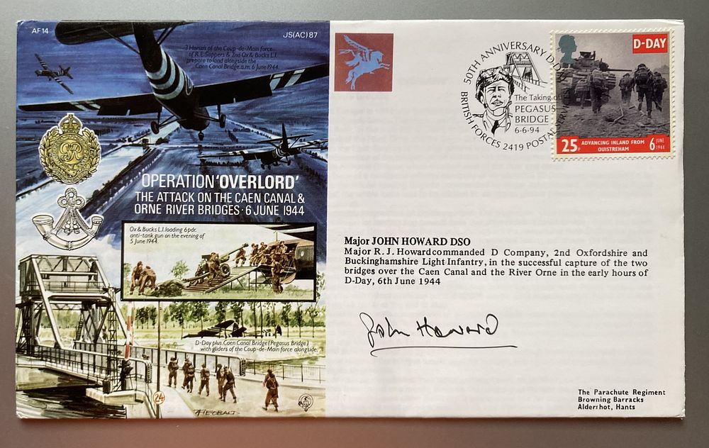 Lot 294: WW2 Mjr John Howard DSO signed scarce 1994...