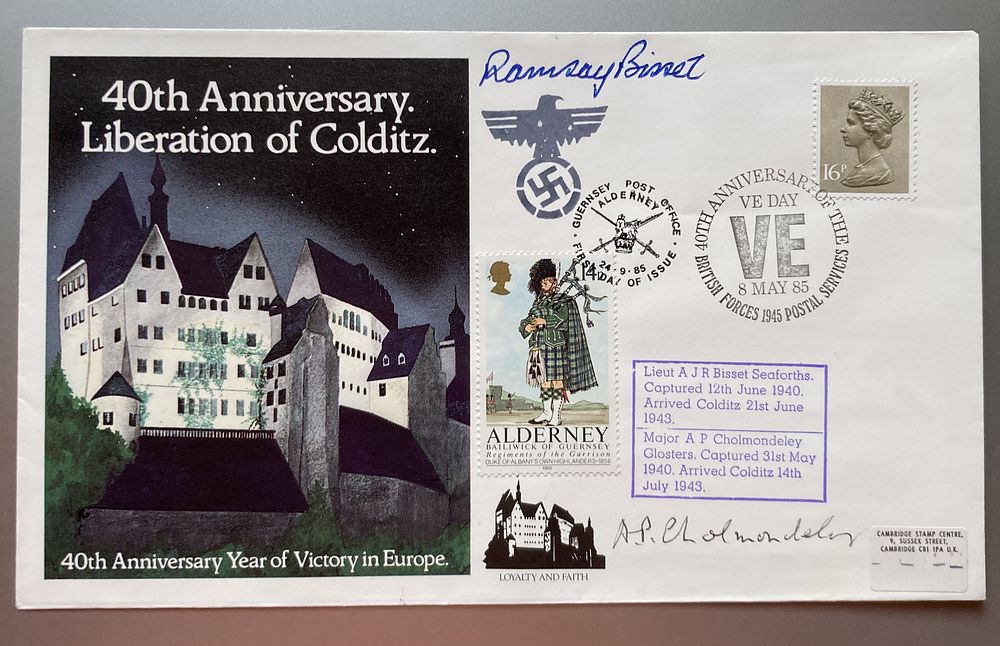 Lot 300: WW2 Colditz Castle double signed 40th ann cover....